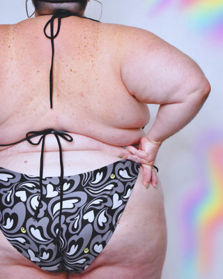 Hearts-a-Swirl Noir String Bikini Set