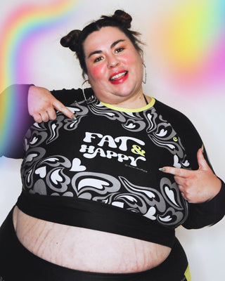 Hearts-a-Swirl Fat & Happy Noir Crop Top