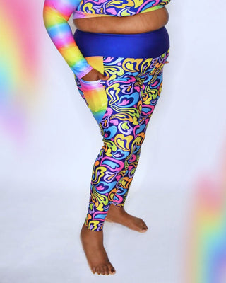 Hearts-a-Swirl Rainbow Leggings with Pockets