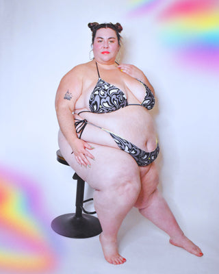 Hearts-a-Swirl Noir String Bikini Set