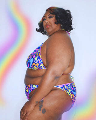Hearts-a-Swirl Rainbow String Bikini Set
