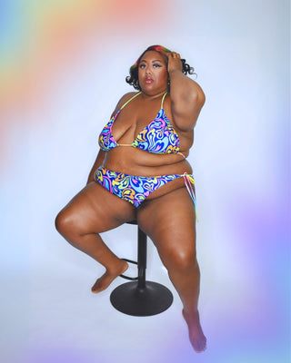 Hearts-a-Swirl Rainbow String Bikini Set