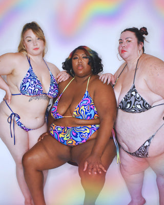 Hearts-a-Swirl Rainbow String Bikini Set