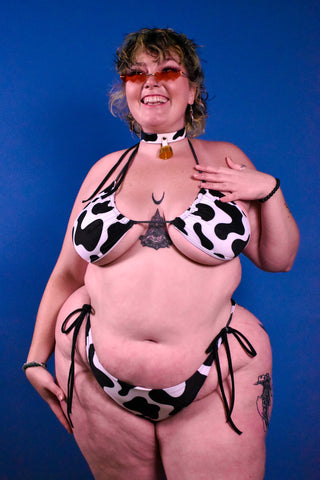 Cow Now String Bikini Top