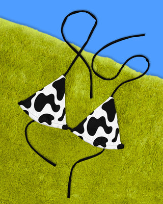 Cow Now String Bikini Top