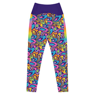 Hearts-a-Swirl Rainbow Leggings with Pockets
