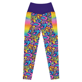 Hearts-a-Swirl Rainbow Leggings with Pockets