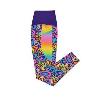 Hearts-a-Swirl Rainbow Leggings with Pockets