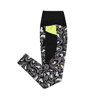 Hearts-a-Swirl Noir Leggings with Pockets