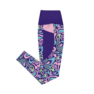 Hearts-a-Swirl Pastel Leggings with Pockets