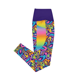 Hearts-a-Swirl Rainbow Leggings with Pockets