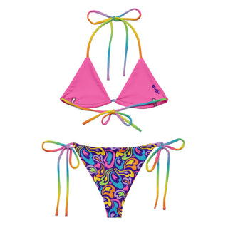 Hearts-a-Swirl Rainbow String Bikini Set