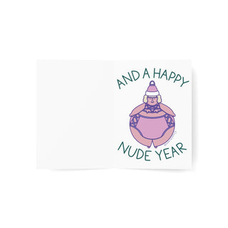 MERRY THICKMAS and A HAPPY NUDE YEAR (Holly) - Holiday Card - Fat Babe Illustration