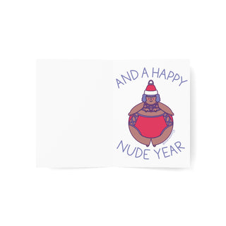 MERRY THICKMAS and A HAPPY NUDE YEAR (Merry) - Holiday Card - Fat Babe Illustration