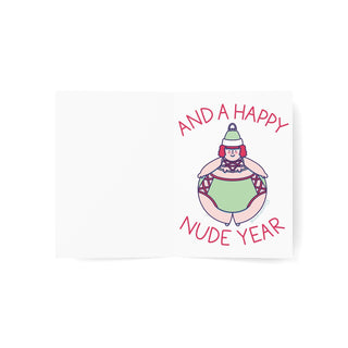 MERRY THICKMAS and A HAPPY NUDE YEAR (Candy) - Holiday Card - Fat Babe Illustration