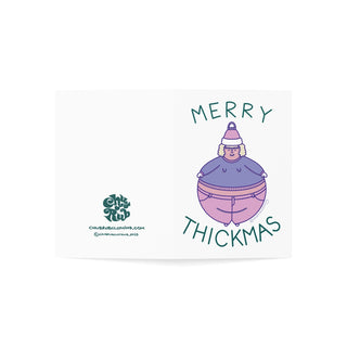 MERRY THICKMAS and A HAPPY NUDE YEAR (Holly) - Holiday Card - Fat Babe Illustration