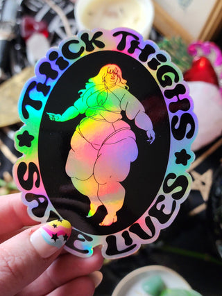 Thick Thighs Holographic Sticker